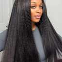 ISEE 3 In 1 Half Wig Kinky Straight Glueless Wigs Human Hair Comfortable Fit No Glue Needed Wear & Go Seamless Clip In Wigs 18 Inch