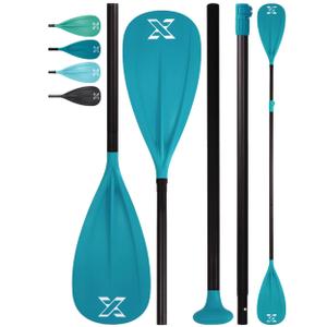 ZLX SUP Paddle - Premium Quality 3&4-Piece Adjustable Aluminum Board Paddle Kayak Paddle with Glass Fiber Blade - Ideal for Surfing, Floating, Water Sports (Single Paddle-Blue)
