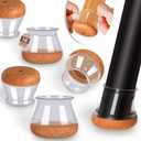 16 Pack Chair Leg Floor Protectors Chair Leg Protectors for Hardwood Floors Felt Silicone Caps Strengthen Bottom Protection Non Slip Reduce Noise Clear Round Large Fit 1-1/8" ~ 1-9/16" (27~40mm)