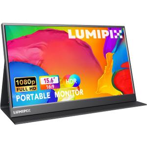 Portable Monitor 15.6 Inch 1080P FHD IPS Gaming Display Monitor with USB-C & HDMI, Ultra-Slim External Second Screen with Smart Cover & Speakers for Laptop, XboxPC, Mac, Phone, PS5, Switch
