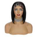 Headband Bob Wig Human Hair Glueless Straight Wigs for Black Women 8Inch