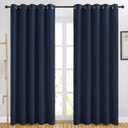 NICETOWN Blackout Curtains Panels for Living Room, 2 Panels, 66 x 80 Inch, Navy, 3 Pass Microfiber Noise Reducing Thermal Insulated Solid Ring Top Blackout Window Drapes