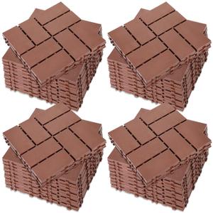 BreezeHug 44 Pack Interlocking Deck Tiles 12"x12"x0.8" Plastic Waterproof Floor Tiles, Outdoor Interlocking Flooring Panels for Patio Garden Poolside Balcony Porch(Brown)