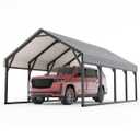 GarveeLife 12x20 ft Metal Carport, Reinforced Frame and Steel Roof for All-Weather Use, Permanent Shelter for Bass Boats, Full-Sized Pickup Trucks, and Tractors