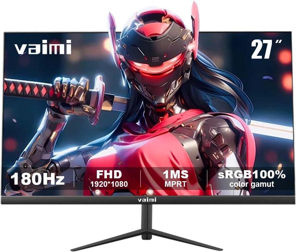 Gaming Monitor 27 inch 180Hz 1ms PC Gaming Computer Monitor -FHD 1080P, FreeSync, 1 x HDMI 2.1, 1 x Display Port 1.4, 1 x USB, IPS, Blacklevel Adjust, VESA Compatible,Black