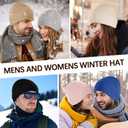 2 x ZOORON 1&2 Unisex Thick Knitted Beanie for Men Women Cuffed Plain Hat Winter Slouchy Ski Beanies (Black/Milk White)