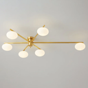 Glass Semi Flush Mount Ceiling Light, Modern Sputnik Chandelier, Bubble Ball Ceiling Light Fixture for Dinning Room, Living Room (Gold, 6 Lights)