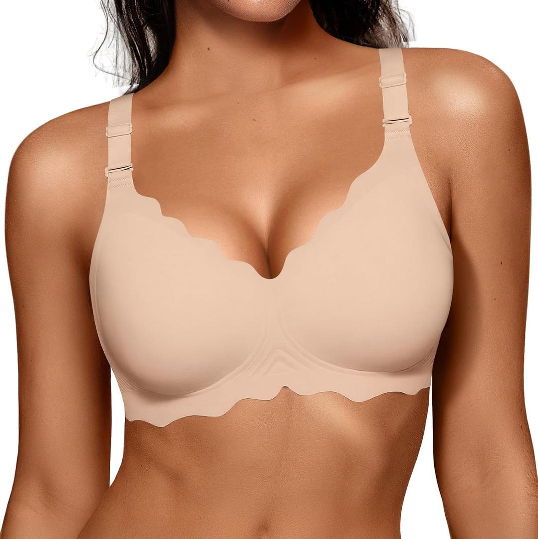 OEAK Women Value Series Jelly Bras Wireless Pushup Convertible Bra S Nude