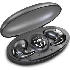 Invisible Sleep Wireless Earphone, Sleeping Earbuds for Side Sleepers Built-in Mic, Earbuds for Sleeping with Type-C Fast Charging Case (Black)