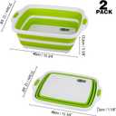 2 Pack Collapsible Cutting Board, Foldable Dish Tub with Draining Hole, Portable Chopping Board with Colander, 3 in 1 Multifunction Camping Sink for Washing Dish, Bowl, Vegetables and Fruit, 15.8 Inches X 12.4 Inches