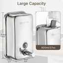 Stainless Steel Soap Dispenser Wall Mounted, 27oz Commercial Hand Soap Dsipenser, Manual Anti-Leak Pump Liquid Soap Dispenser, Rust-Proof Lining Hand Sanitizer Lotion Dispenser for Bathroom (27 OZ)