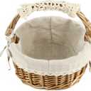 Wicker Basket with Handles, Woven Willow Storage Basket for Picnic,Decoration,Gift,Wedding (Beige Lace)