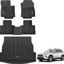 3W Floor Mats & Cargo Liner Fit Toyota RAV4 2019-2025 (Not for Hybrid or Prime) TPE All Weather Custom Fit Floor Liner for Toyota RAV 4 LE/XLE/Limited/TRD/Adventure Car Mats and Trunk Mat