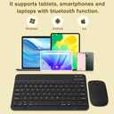 Rechargeable Bluetooth Keyboard and Mouse Combo, Universal Ultra-Slim Wireless Keyboard Mouse Set for Android Windows iPad iPhone Samsung Tablet Portable Compact Keyboard Set (Black)