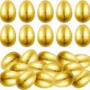 24 Pcs Golden Easter Eggs,Fillable Empty Easter Eggs,2.4 x 1.6 in Shiny Metallic Gold Plastic Eggs,Easter Treats Fillers,Easter Basket Stuffers Eggs,DIY Easter Party Favors,Easter Decoration