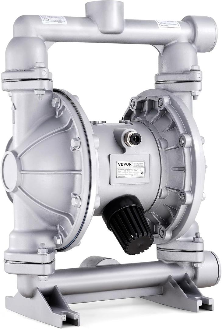 VEVOR Air Operated Double Diaphragm Pump, 44GPM, Max 115PSI Air Waste Oil Pneumatic Transfer Pump with 2 Extra Diaphragms, 1-1/2 inch Inlet & Outlet Aluminum Alloy Diaphragm Pump for Diesel Grease Oil