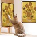 Sisal Cat Scratcher Mat, Cat Wall Scratcher for Indoor Cats, 23.6x15.7 Inch Cat Scratch Pad with Hook & Loop, Wall Mounted Cat Scratching Post to Protect Couch and Carpet Helianthus (Sunflower)