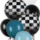 Race Car Balloon Bundle Checkered Balloons Blue Black Latex Balloon Boy One Happy 1st 2nd Vintage Two Fast Theme Fast One Race Car Birthday Party Decor Supplies 20 Pcs Kit