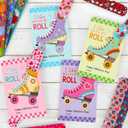 DAZONGE 24 Packs Roller Skate Valentine's Day Cards with Slap Bracelets, Fun Valentines Day Gifts for Kids Classroom Exchange & School Parties