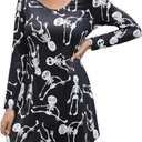 Aphratti Women's Long Sleeve Halloween Print Swing Short Dress Cute Costume Tunic Dresses for Parties, XXL