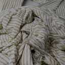 JELLYMONI 100% Natural Cotton 3pcs Striped Duvet Cover Sets,White Duvet Cover with Khaki Stripes Pattern Printed Comforter Cover,with Zipper Closure & Corner Ties(Queen Size) (1601)