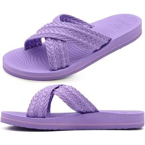 COFACE Womens Orthopedic Sandals Comfortable Orthotic Soft Cushion Recovery Plantar Fasciitis Walking Slip On Ladies Cloud Cross Slides for Woman Size 5