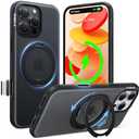 TORRAS O3 Fitness for iPhone 16 Pro Case Magnetic Stand, Fit for MagSafe, 360 Rotatable Stable Stand, Camera Control Button, Military-Grade Shockproof, Slim & Sleek, Obsidian Black Translucent