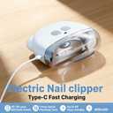 Electric Nail Clipper, Electric Automatic Nail Clippers for Seniors with LED Light & 3 Speeds, Safe Painless Nail Cutter for Seniors, Adults, Kids and Babies for Fingernails and Toenails (White)