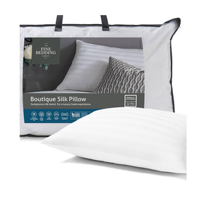 The Fine Bedding Company - Boutique Silk Pillow - Luxury Hotel Bedding - Medium/Firm Support - 1 pack, 2 pack 4 pack pillows - Soft Silk Blend Hotel Pillows (Standard 2 Pack)