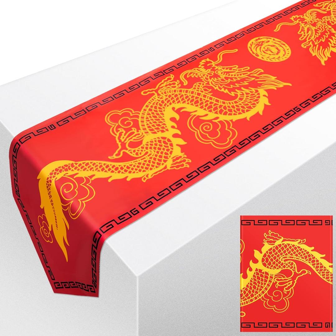 Chinese Dragon Printed Table Runner 11 Inch x 5.9 ft Asian Table Runner Chinese Party Decorations for Spring Festival Party Supplies Kitchen Dining Decoration(4 Pcs) Chinese Dragon Printed Table Runner 11 Inch x 5.9 ft Asian Table Runner Chinese Party Decorations for Spring Festival Party Supplies Kitchen Dining Decoration(4 Pcs)