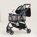 3 in 1 Pet Carrier Stroller with Detachable Carrier, Foldable Dog & Cat Stroller for Small/Medium Dogs up to 33 lbs, Large Storage Bag, Full Window Mesh, One-Touch Dual Brake, Car Seat