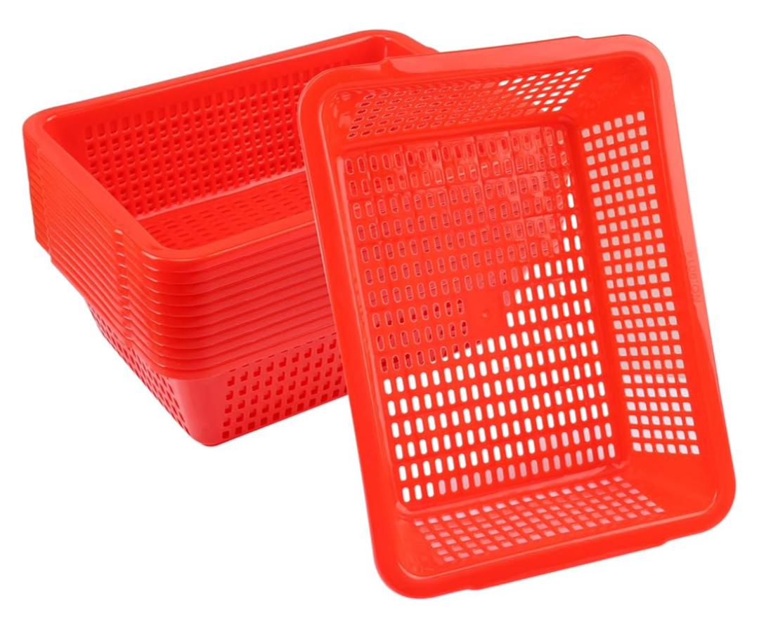 24 Pack Plastic Storage Baskets, 13.6 x 10.2 Inch Plastic Bins for Organizing, Classroom Storage Mesh Bins, Rectangle plastic Baskets for Office, Shop, Hone Restaurant