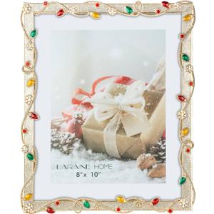 LARAINE Picture Photo Frame 8x10 Metal 2025 Christmas High Definition Display Pictures for Tabletop Home Decorative Holiday Gift (Gold,8x10)