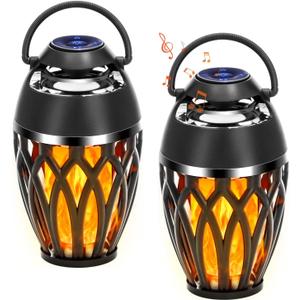 Vanten 2 Packs Outdoor Bluetooth Speakers, Bluetooth 5.0 Led Flame Speaker, IPX5 Waterproof Flame Torch Atmosphere Speaker, Flame Lamp, Gifts for Men Women, Decorations for Party Garden Patio