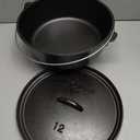 Lodge Pre-Seasoned Cast Iron Deep Camp Dutch Oven with Lid, 6 Quart