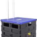 dbest products Quik Cart Pro Wheeled Rolling Crate Teacher Utility with seat Heavy Duty Collapsible Basket with Handle, Blue