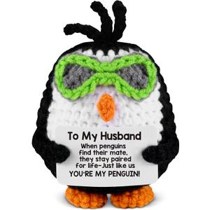 Romantic and Fun Gift for Husband - Ideal for Anniversary, Birthday, Christmas, Valentine's Day, Father's Day - Adorable Hand - Crafted Penguin - Themed Present