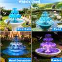 Yeomi 3-Tier Solar Fountain Pump with LED Lights, 24H Outdoor Water Feature, Detachable Design, Multi-Function Bird Bath Water Fountain for Garden Patio Yard Backyard Pond, 3.5W