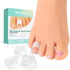 Welnove Hammertoe Corrector - Toe Straightener to Curled Toes, Broken toe, Bunion Corrector for Women and Men, Small*3 Pairs (Transparency)