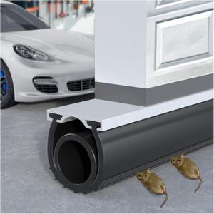 Premium Garage Door Bottom Seal - 8ft Weatherproof EPDM Rubber, Easy Install, Blocks Drafts/Rain/Rodents, Noise-Reducing & Energy Saving (Black)