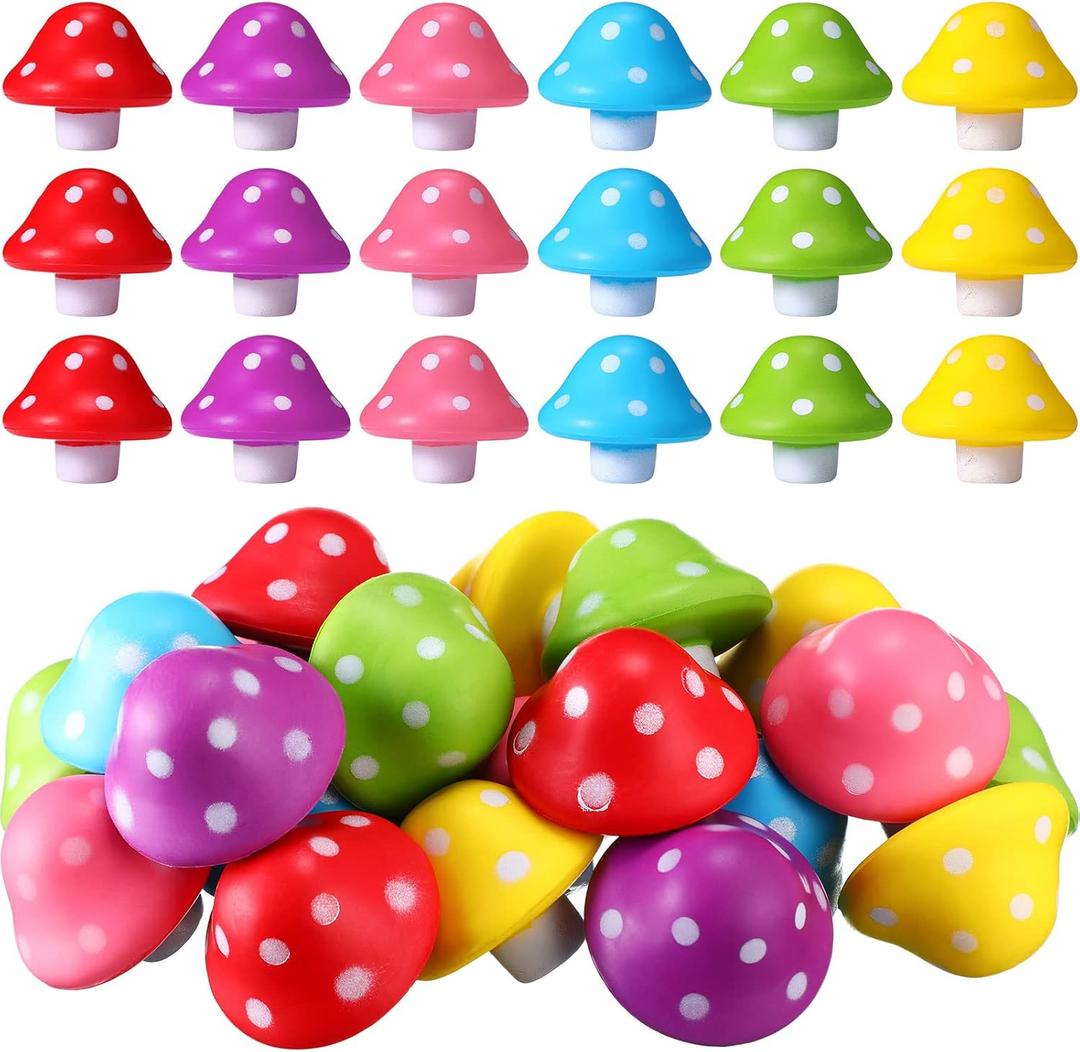 Jerify Mushroom Stress Balls PU Foam Stretchy Balls Stress Relief 1.57 Inch Mini Toys for Adults Mushroom Shape Balls Adult Fidget Toys for Anxiety Relaxing