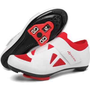 KESCOO Unisex Cycling Shoes Compatible with Peloton Bike & SPD Indoor Outdoor Road Bike Cycling Shoe for Men Women, 1 Hook and Loop Strap, with Delta Cleats White 48