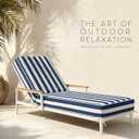 Yitecraft Outdoor Chaise Lounge Cushion, Olefin Waterproof & Fade Resistant, Patio Lounge Chair Cushion, Thick Lounger Pad with Removable Cove, 75 x 23 x 6 Inches, Stripe Blue and White
