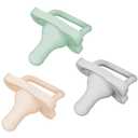 Dr. Brown's HappyPaci 100% Silicone Baby Pacifier, Contoured One-Piece Design, Cool Gray, Green, Ecru, 0-6m, BPA-Free, 3 Pack