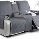 VANSOFY Loveseat Recliner Cover with Console 100% Waterproof Sofa Slipcovers Non-Slip Reclining Couch Cover Split Sofa Covers Furniture Protector for Pets, Dogs(Dark Gray) (2 Seater+Console)