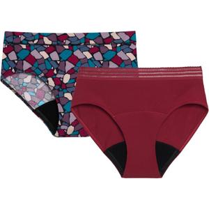 Thinx for All Period Underwear, Everyday Comfort Brief, Holds Up to 12 Regular Tampons*, Period Panties, Leakproof, Reusable & Controls Odor, Mosaic + Rhubarb with Lace, M