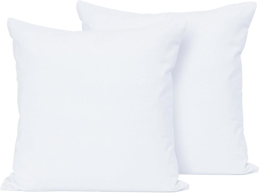 Cotton Pillow Covers with Zipper White Pillow Covers 16 X 16 in. Set of 2 - No Inserts - Living Room, Bed, Sofa, Couch - Boho Home Decor - Throw Cushion Cover/Pillowcases