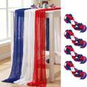 RunNico 4 PCS Patriotic Cheese Cloth Table Runner, 120 x 38 Inch 4th of July Sheer Fabric Table Runner, Red White and Blue Gauze Tables Decor for Independence Memorial Day Party Indoor Outdoor Decor