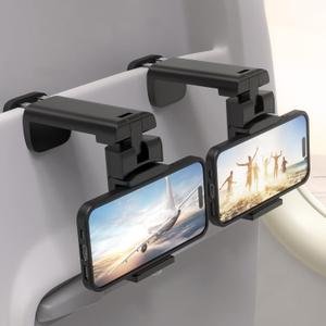2 PCs Universal Airplane Phone Holder - Klearlook 360 Rotating Airplane Phone Mount for Travel, Desk & Flight | Handsfree Adjustable Phone Stand | Travel Essentials Accessories