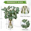 Briful Artificial Eucalyptus Stems in Glass Vase with Faux Water, 14" Fake Plant Eucalyptus Leaves for Home Bathroom Office Farmhouse Wedding Centerpiece Dcor (Clear)